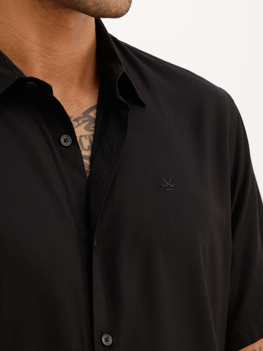 Solid Slim Fit Half Sleeve T-Shirt | Black | WSH02HSSL0003S