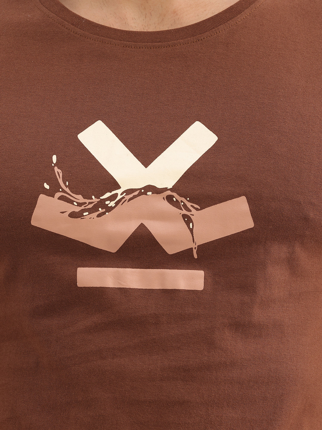 Classic Slim Fit Placement Printed T-Shirt | Brown