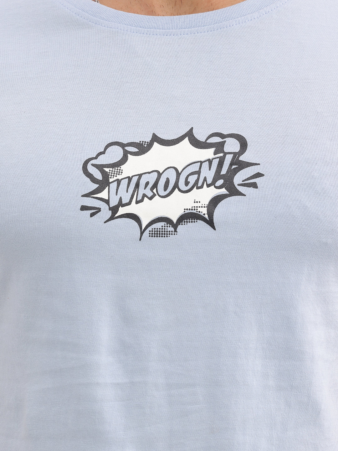 Classic Slim Fit Placement Printed T-Shirt | Light Blue