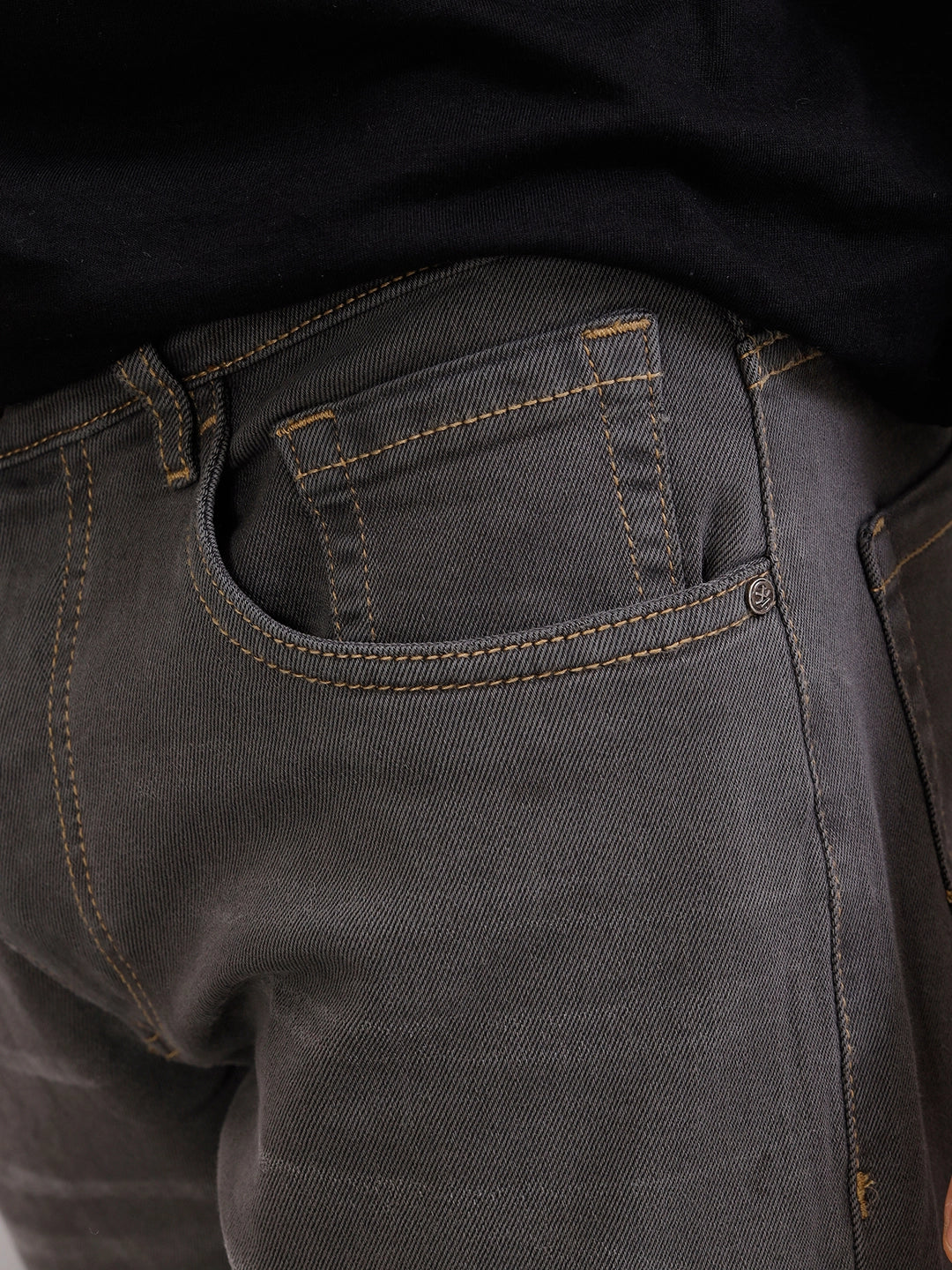 Mid Washed Straight Fit Cotton Stretch Jeans I Mid Grey