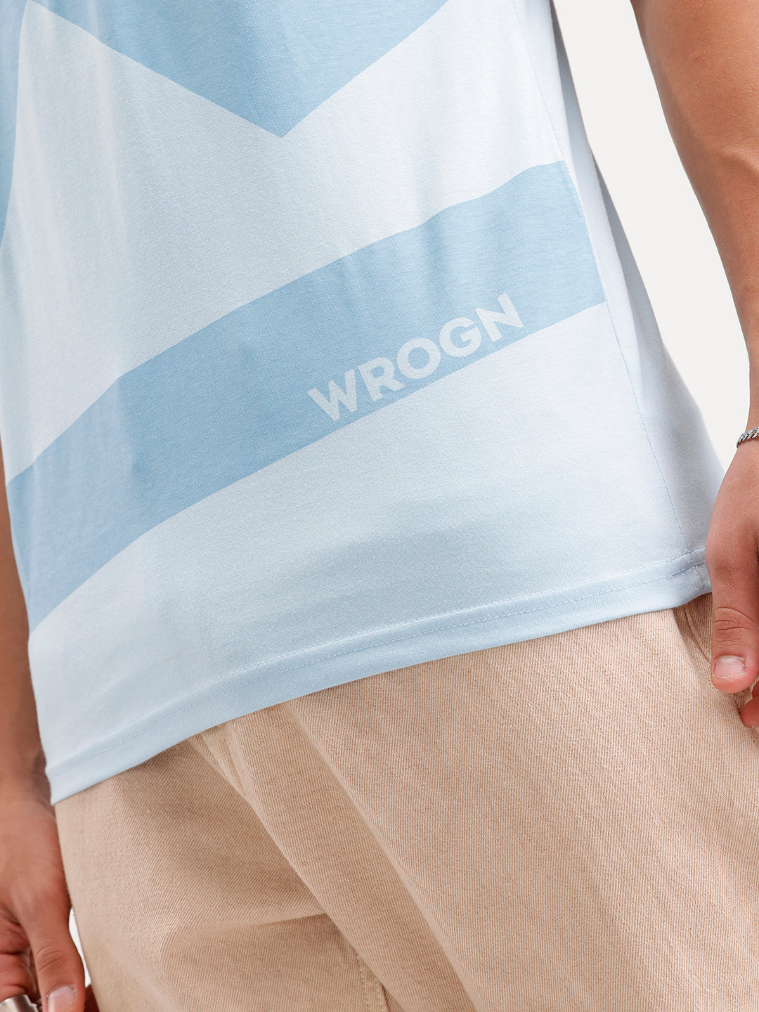 Slim Fit Pannel Printed T-Shirt  | Blue
