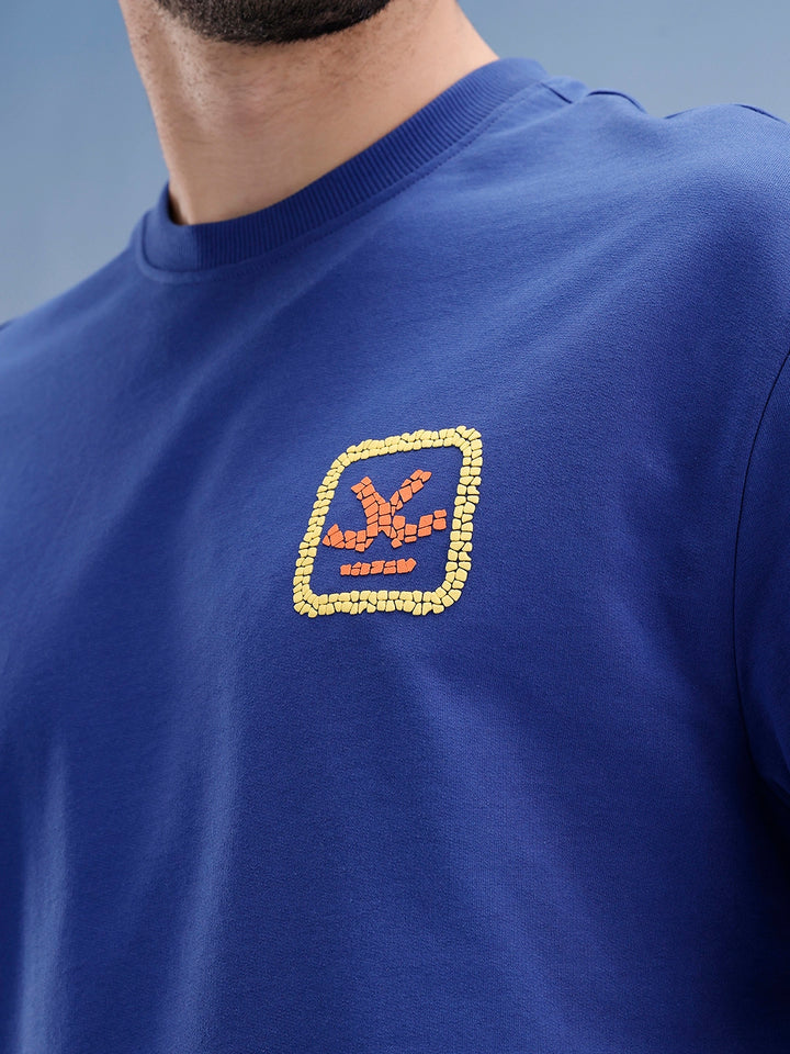 Oversized Fit Puffer Back Printed T-Shirt | Blue