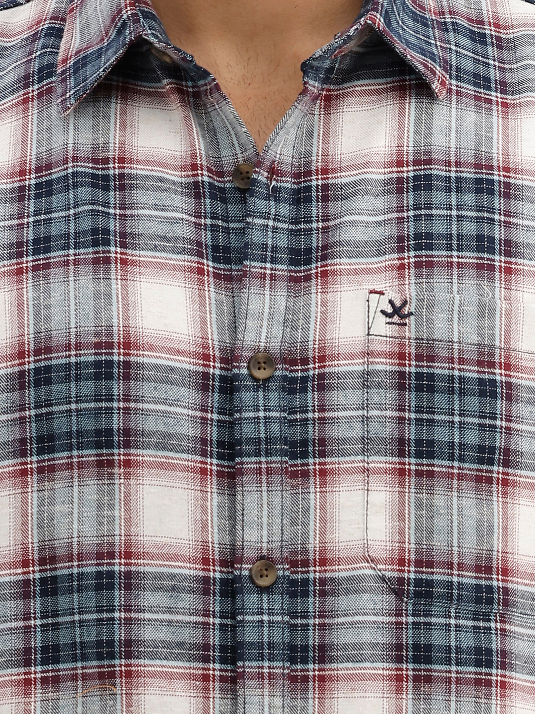 Slim Fit Checkered Full Sleeve Shirt | Blue
