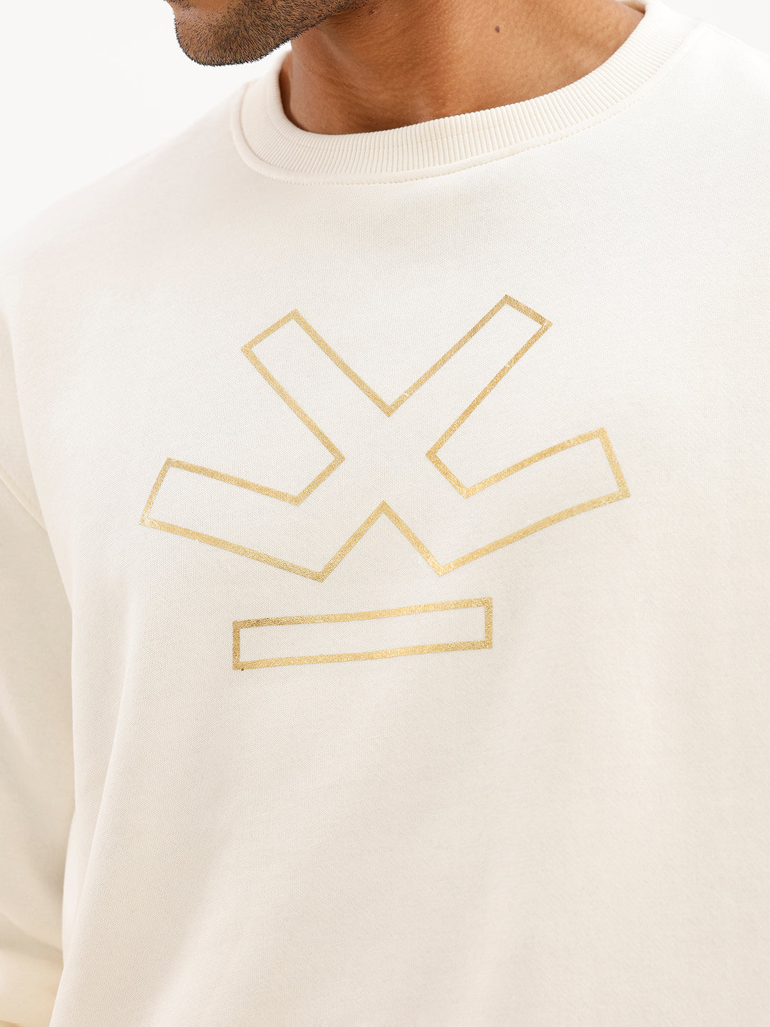 Comfort Fit Foil Printed Sweatshirt | Off White