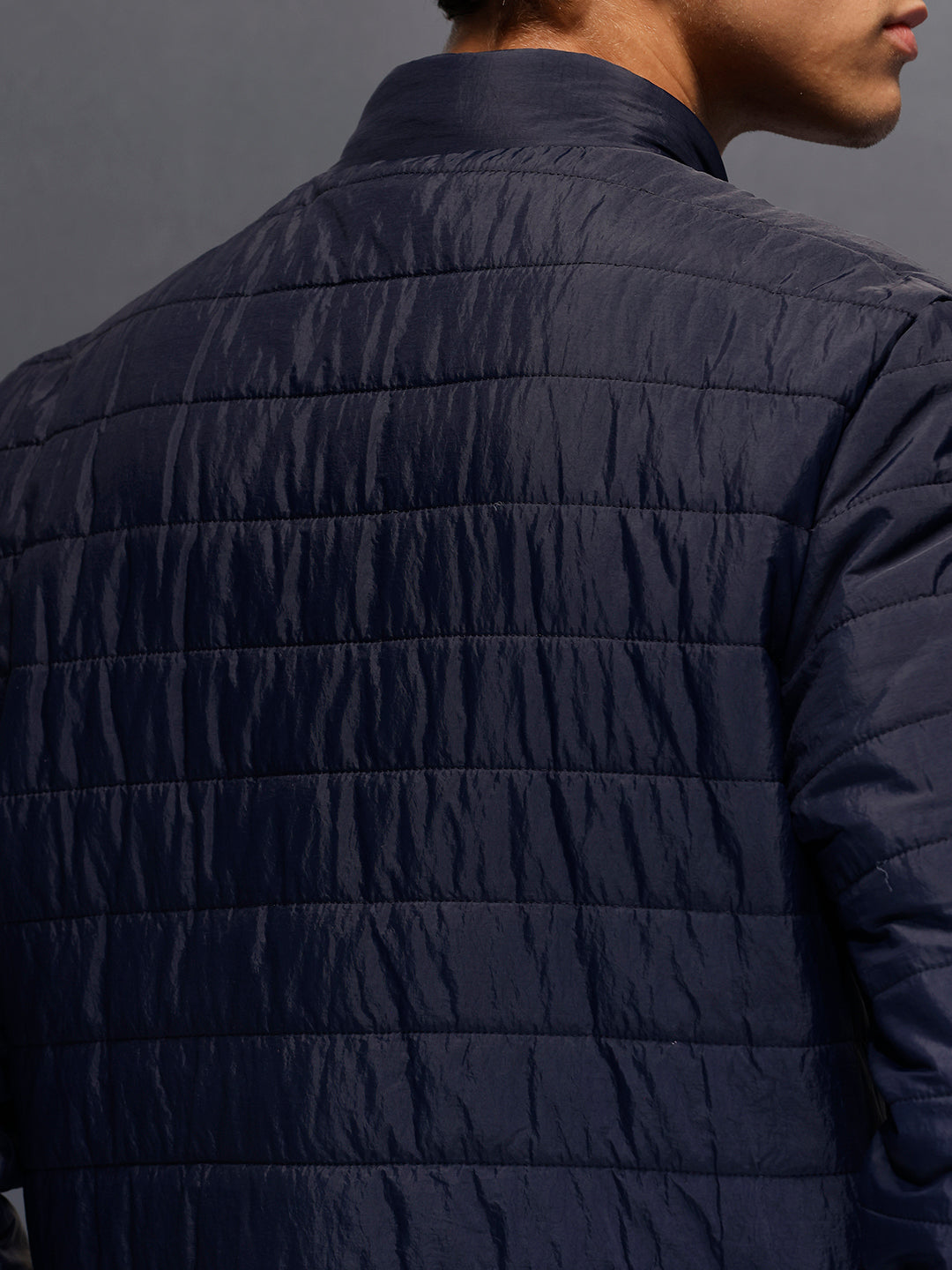 Men's Slim Fit Zip-up Nylon Jacket with Bottom Rib  |  Olive