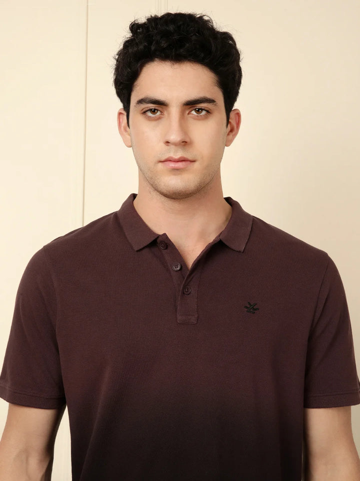 Washed Slim Fit Polo T-Shirt in Maroon