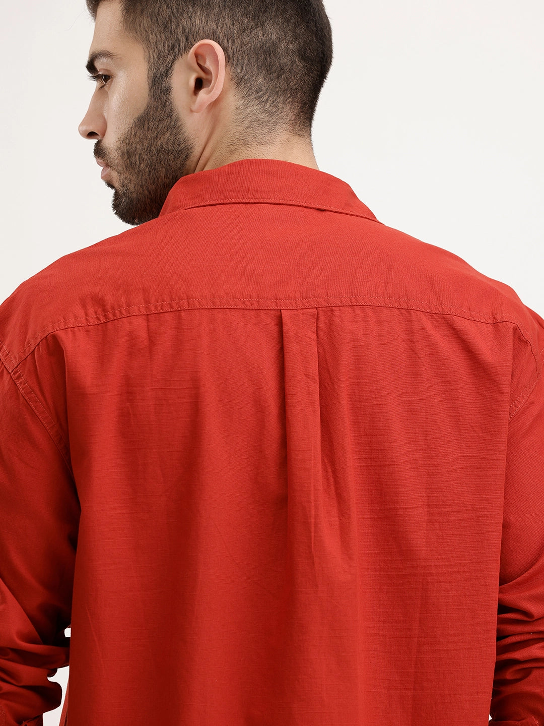 Oversized Fit Solid Shirt | Red