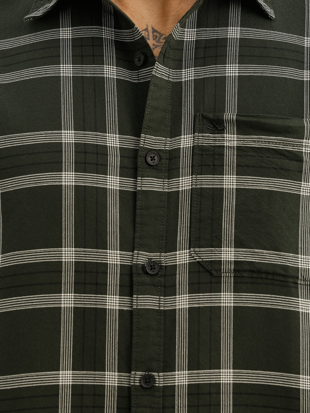 Classic Slim Fit Checkered Shirt | Dark Green