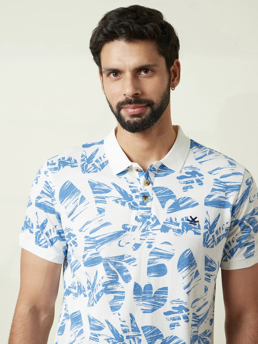 Abstract Floral AOP Polo T-Shirt Off White – Wrogn