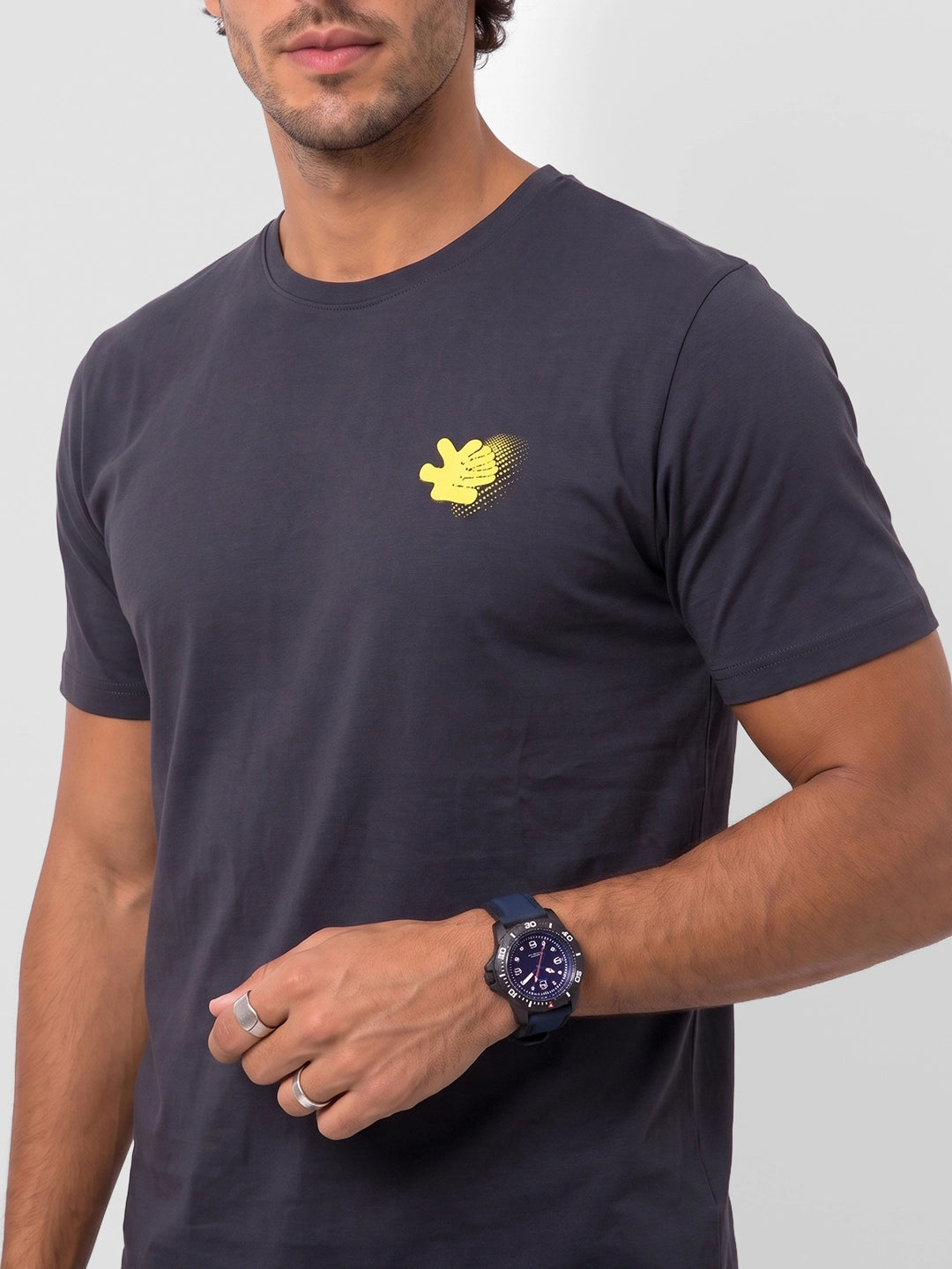 Regular Fit Placement Printed T-Shirt | Black