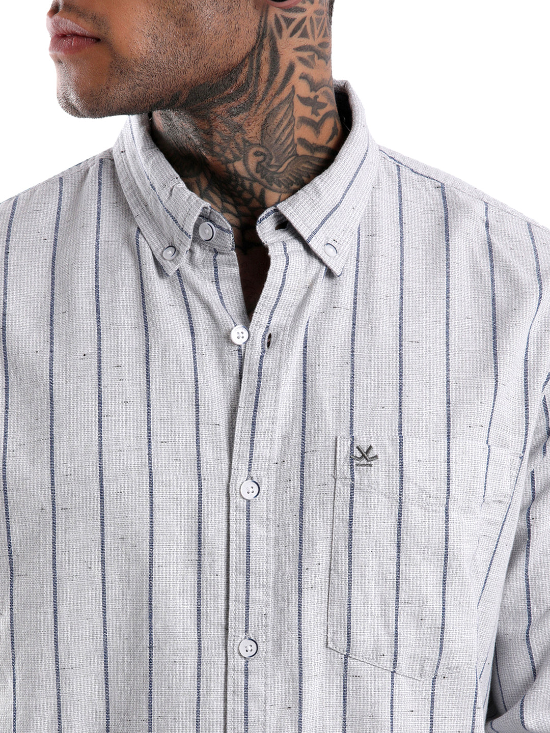 Grey Dobby Stripes Shirt