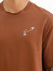 Oversized Placement Printed T-Shirt | Brown
