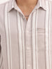 Slim Fit Textured Stripe Shirt | Light Brown