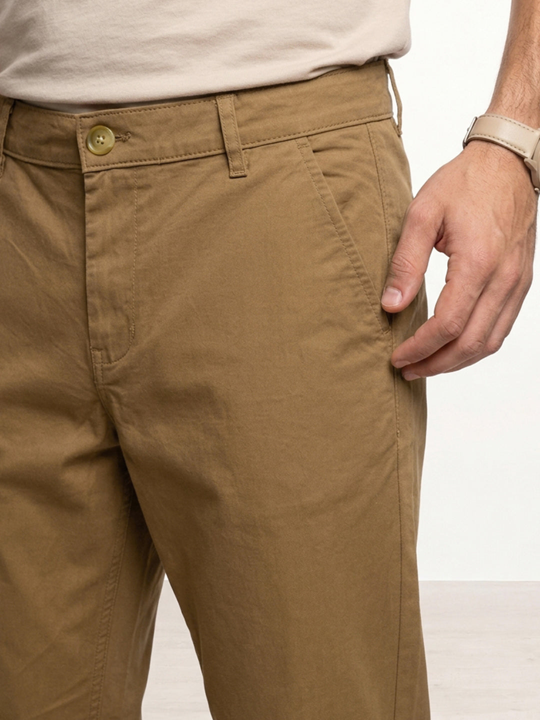 Solid Regular Fit Trouser | Beige