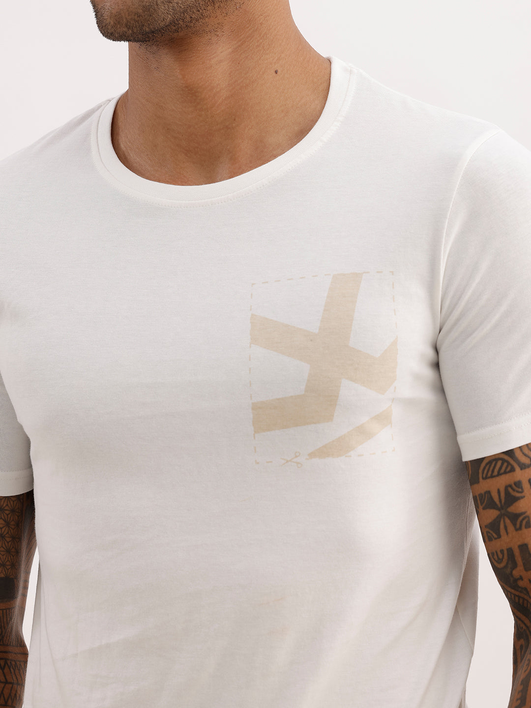 Slim Fit Placement Printed T-Shirt | Off White