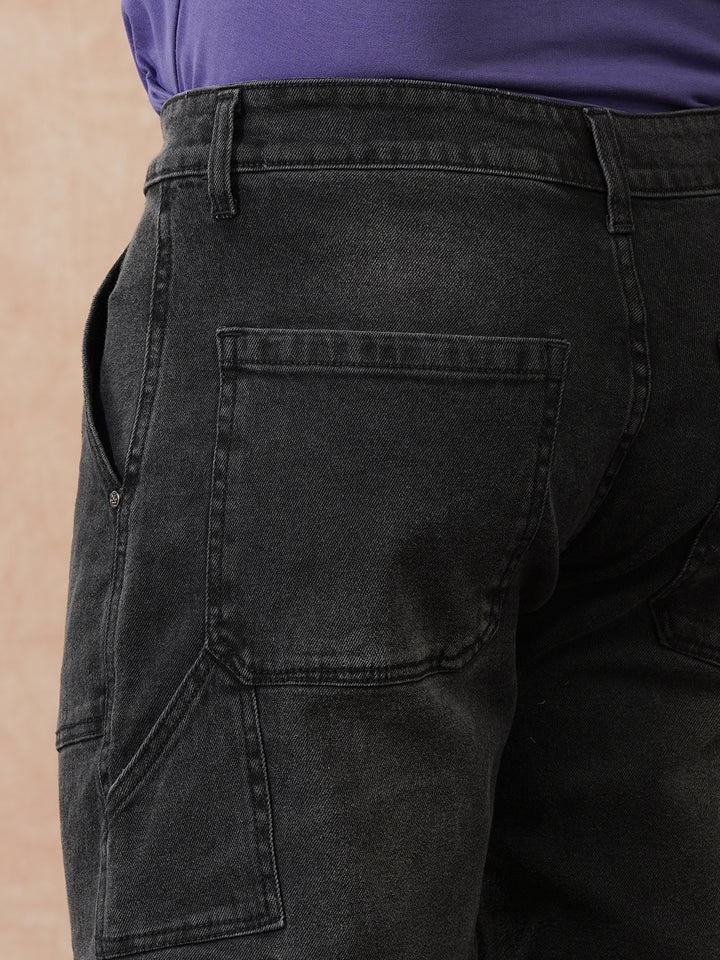 Light Fade Cargo Jeans | Black