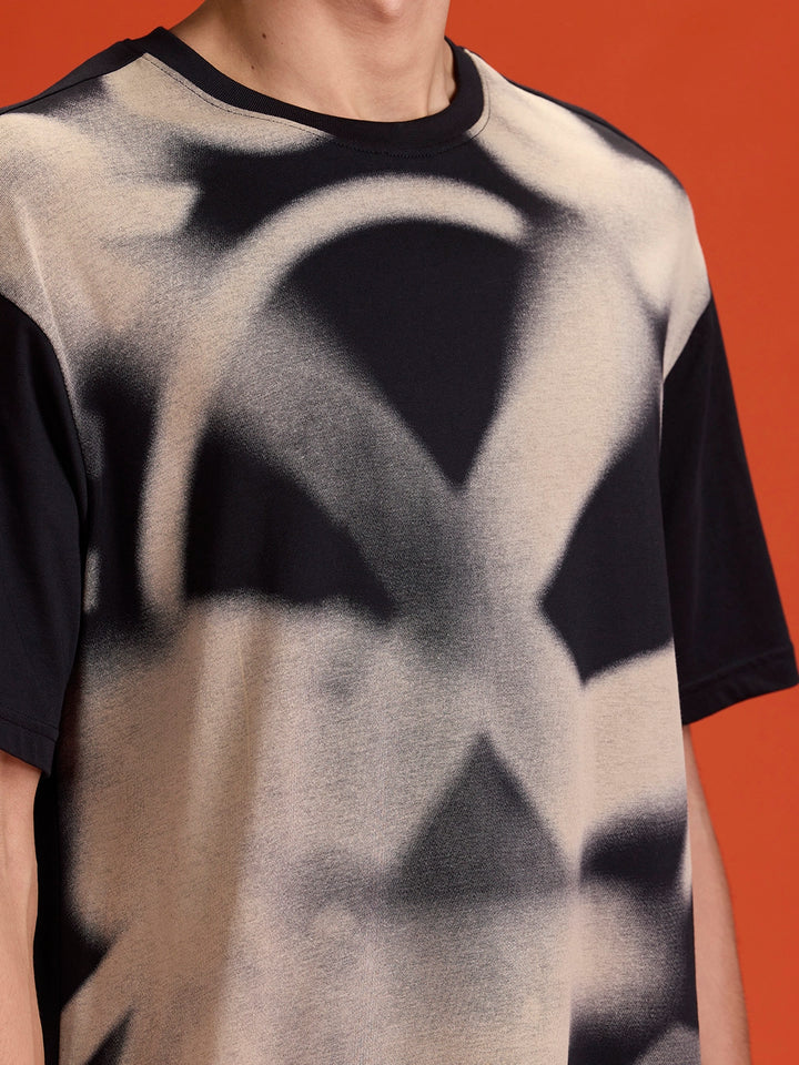Wrogn Men’s Oversized Graphic Print T-Shirt | Black