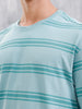 Tonal Printed All Over Striper Tee I Teal