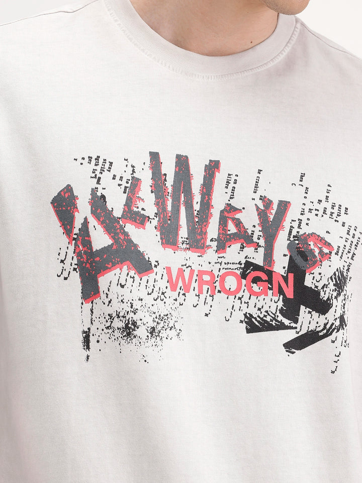 Oversized Front Printed T-Shirt | Grey