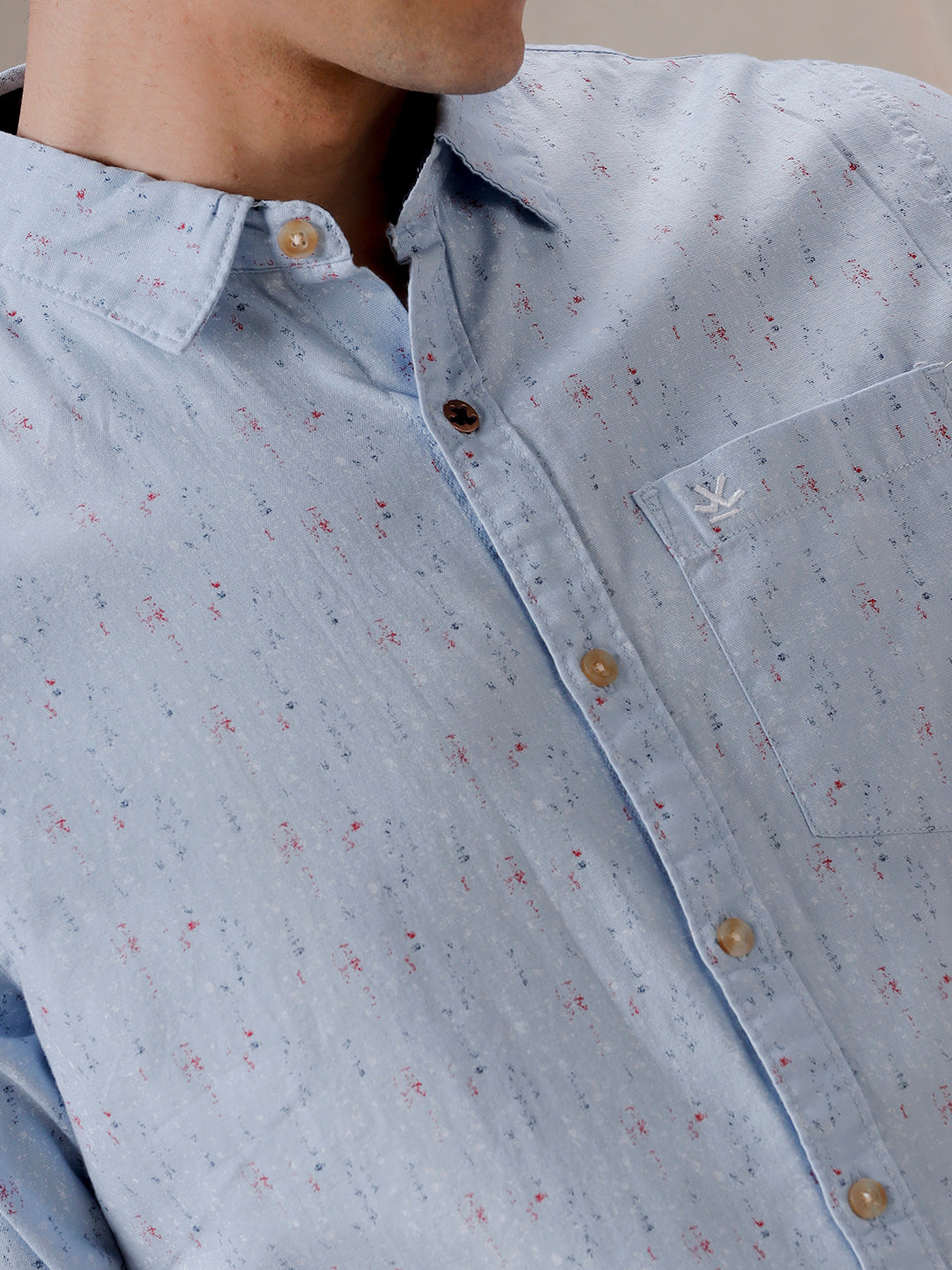 Printed Cotton Blue AOP Shirt