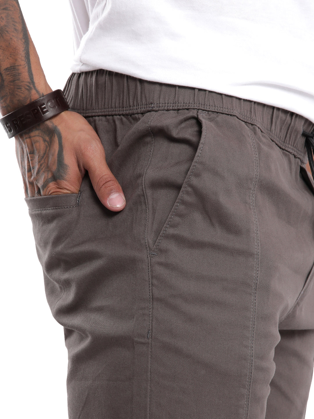 Dark Grey Solid Drawstring Jogger