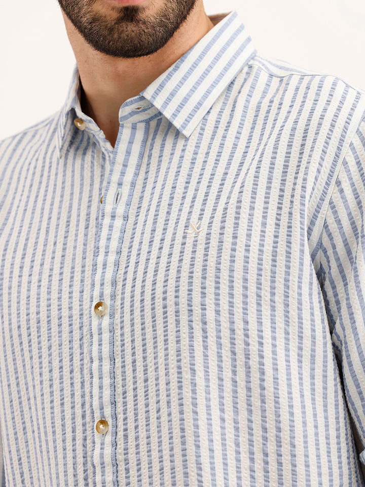 Slim Fit Textured Shirt | Blue