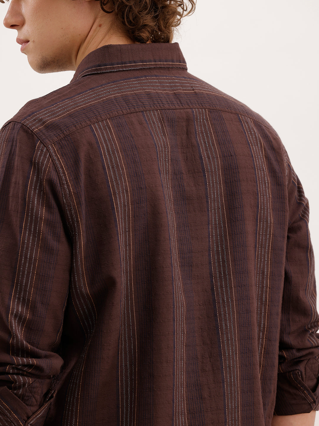 Slim Fit Striped Shirt  | Brown