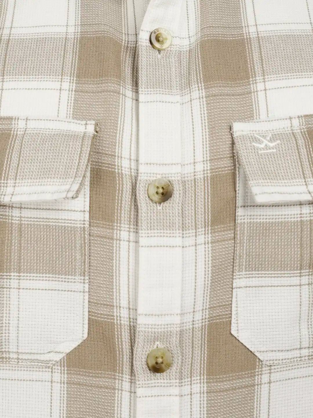 Classic Double Pocket Checkered Shirt | Beige