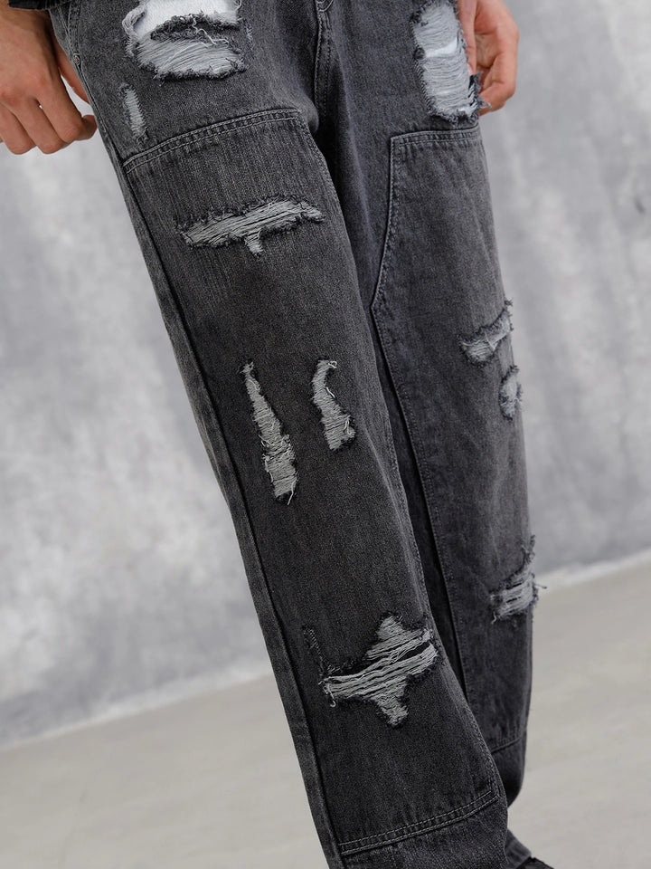 Distressed Carpenter Loose Fit Jeans | Charcoal