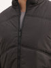 Solid Regular Fit Zipper Puffer Jacket | Black