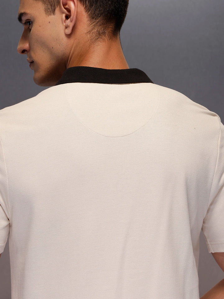 Men's contrast trim polo | Beige