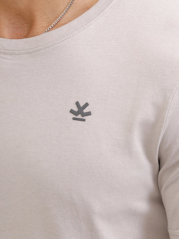 Hd Logo Printed Regular Fit T-shirt with Cut And Sew At Back | Grey