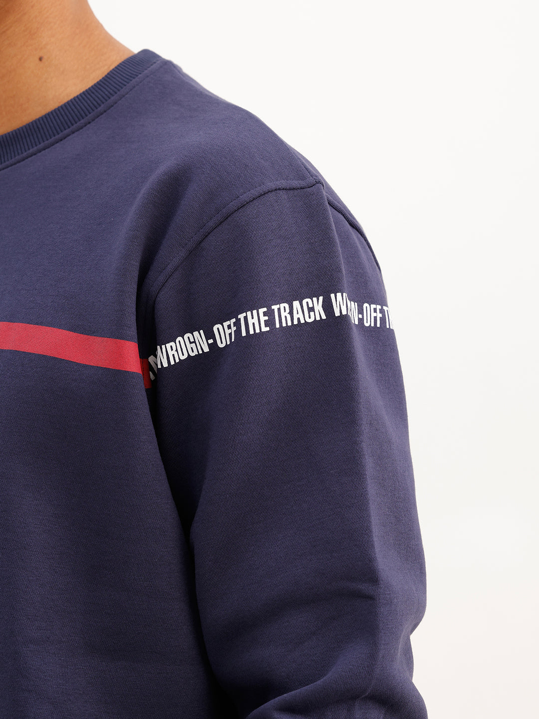 Slim Fit Placement Printed Sweatshirt | Navy Blue