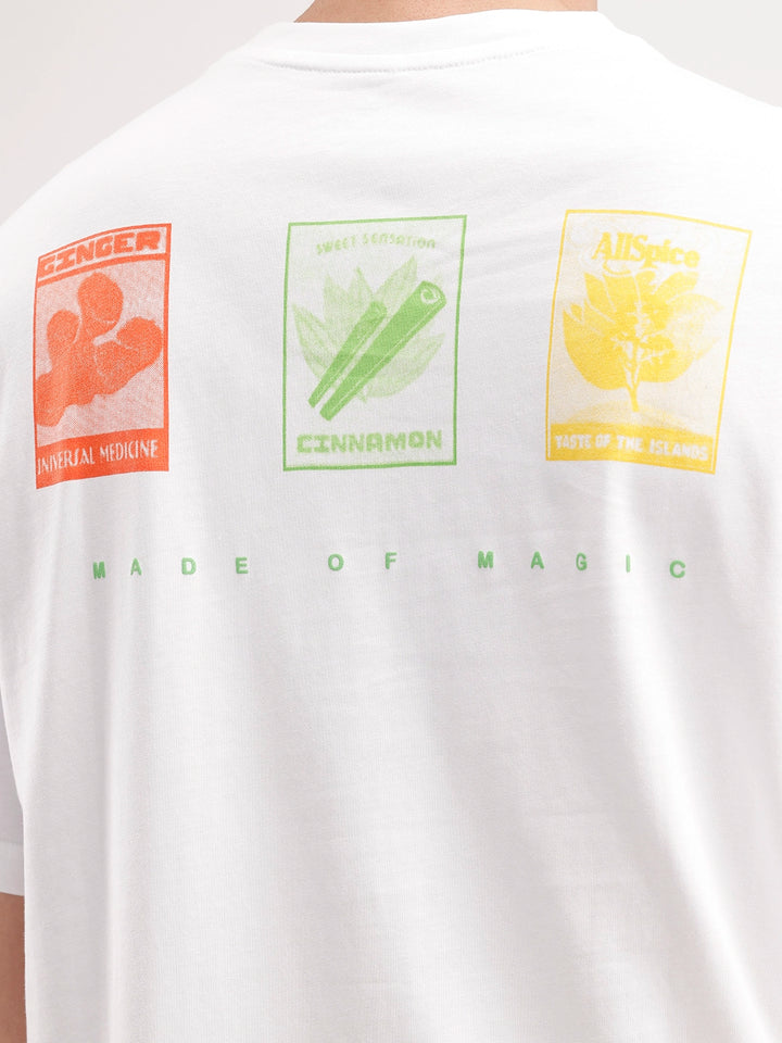 Oversized Placement Printed T-Shirt | White