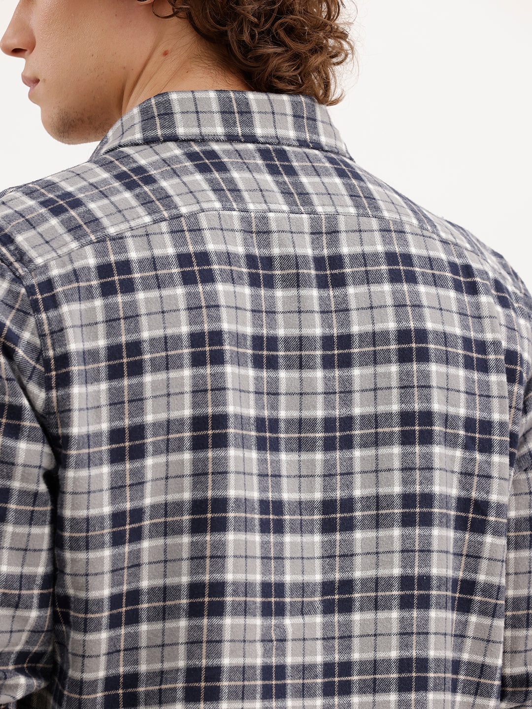 Slim Fit Checkered Shirt  | Grey