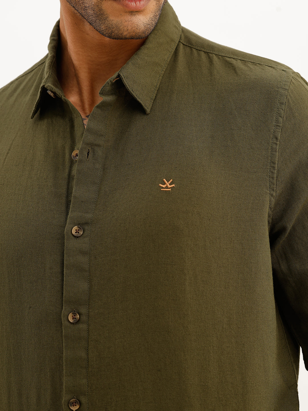 Solid Slim Fit Full Sleeve Shirt | Olive