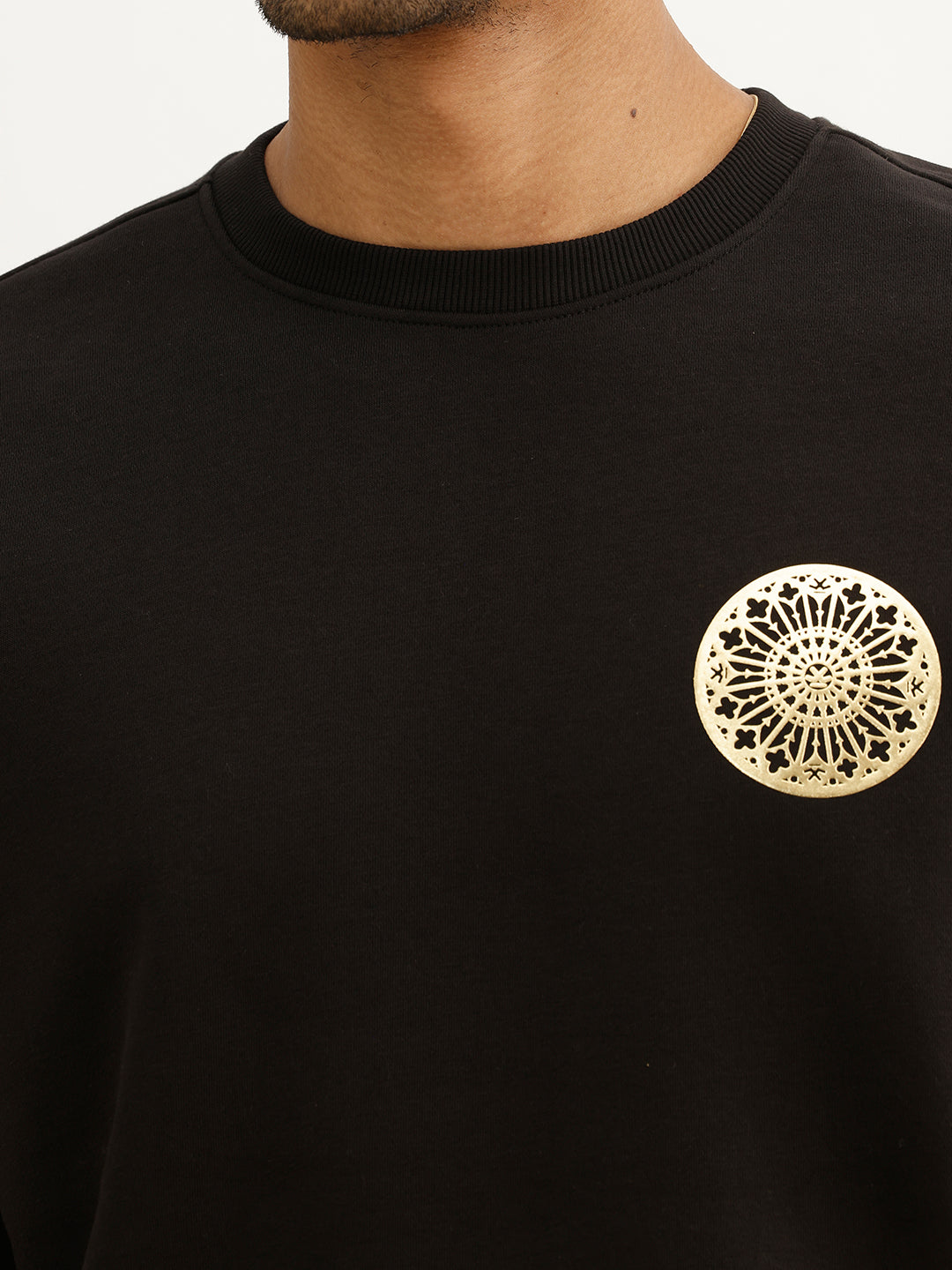 Classic Foil Printed Sweatshirt | Black