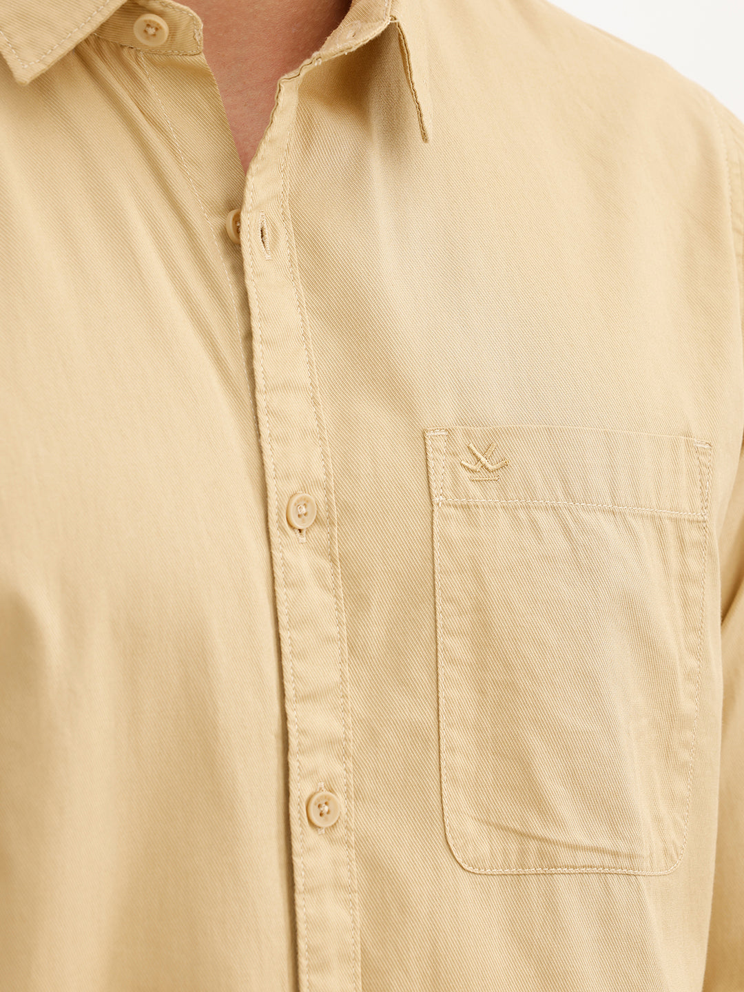 Solid Regular Fit Full Sleeve Shirt | Khaki