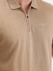 Slim Fit Flat Knit Polo T-Shirt | Khaki