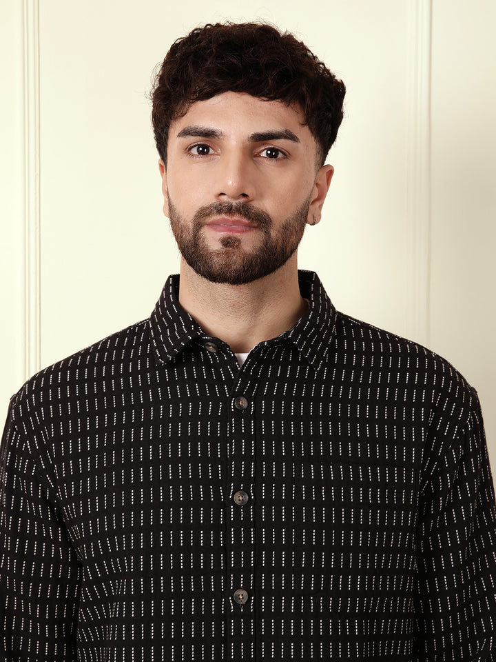 Casual Regular Fit Shacket | Black