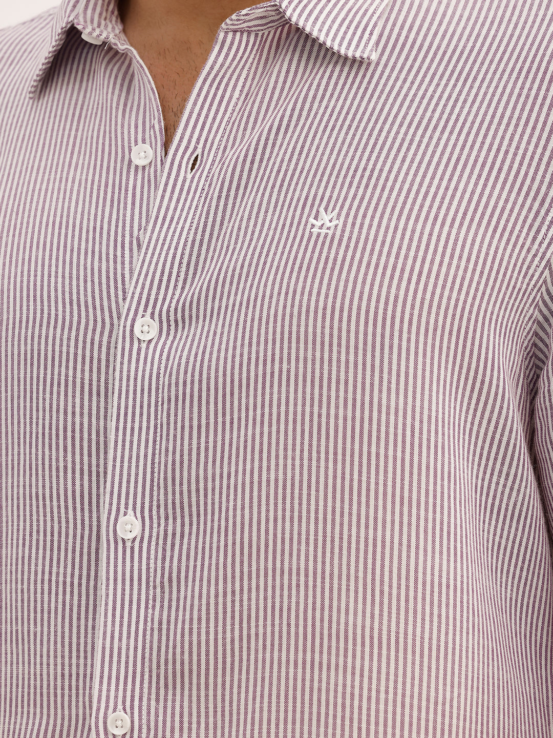 Slim Fit Striped Full Sleeve Shirt | Purple
