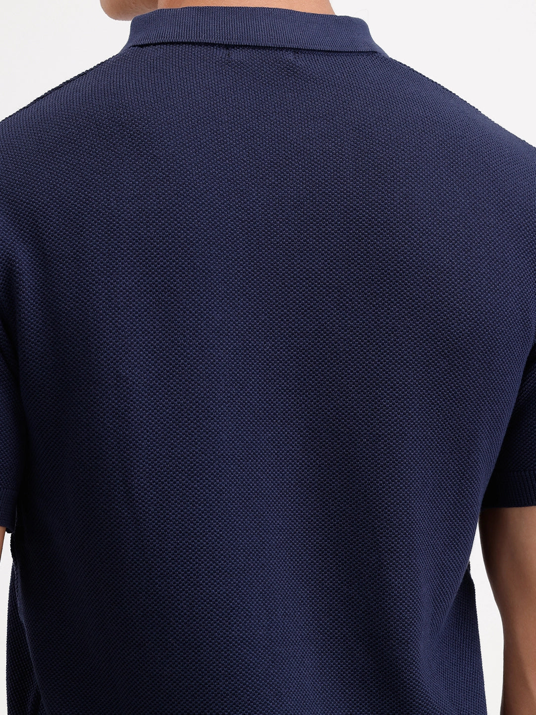 Slim Fit Flat Knit Polo T-Shirt | Navy