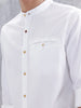 100% Cotton Solid Mandarin Collar Shirt | Off White