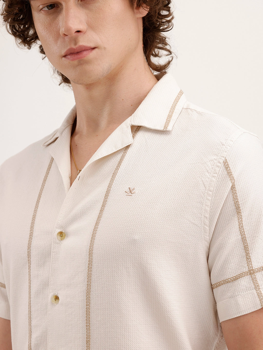 Resort Collar Slim Fit Shirt | Off White