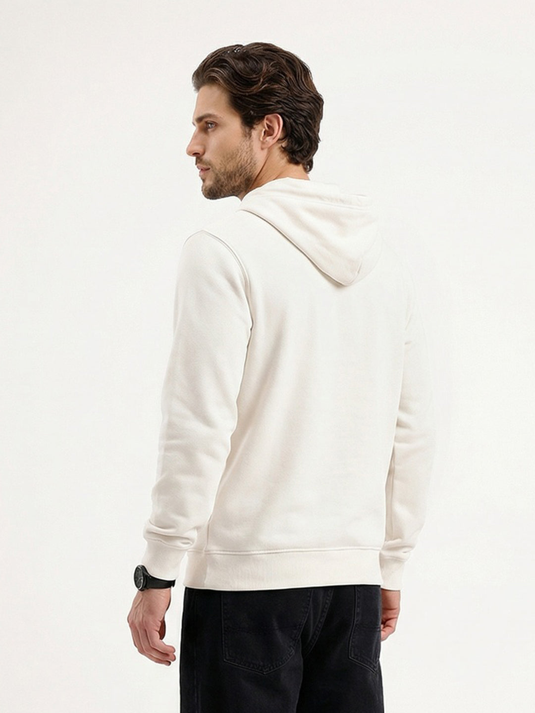 Solid Regular Fit Hoodie | Off White
