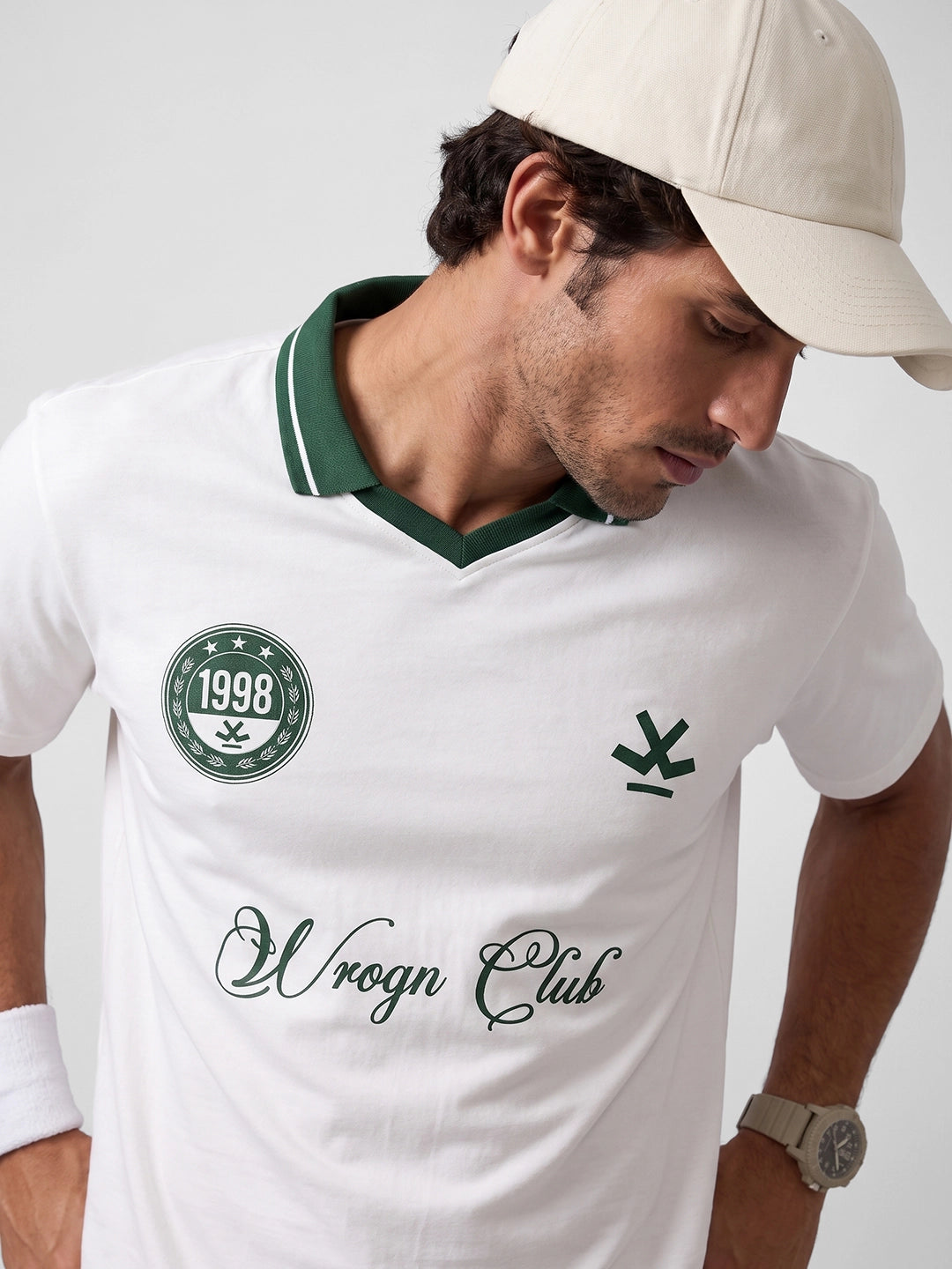 Oversized Contrast Collar Polo T-Shirt | Off White