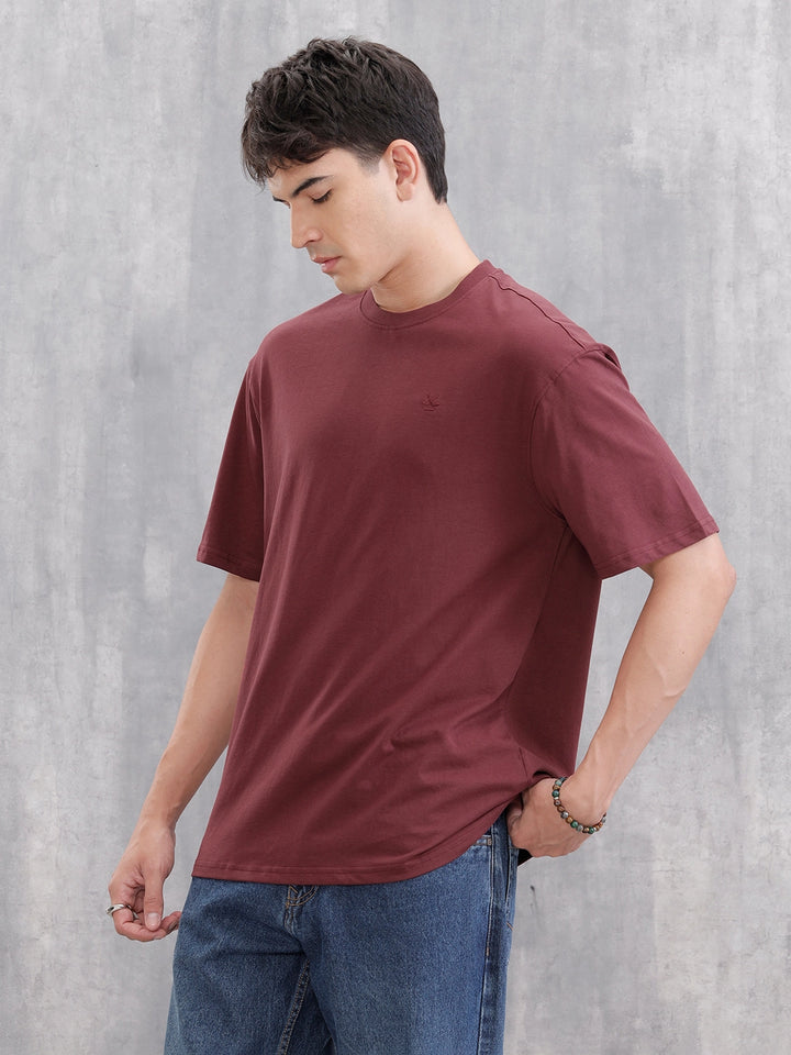 Solid Oversized T-Shirt | Maroon