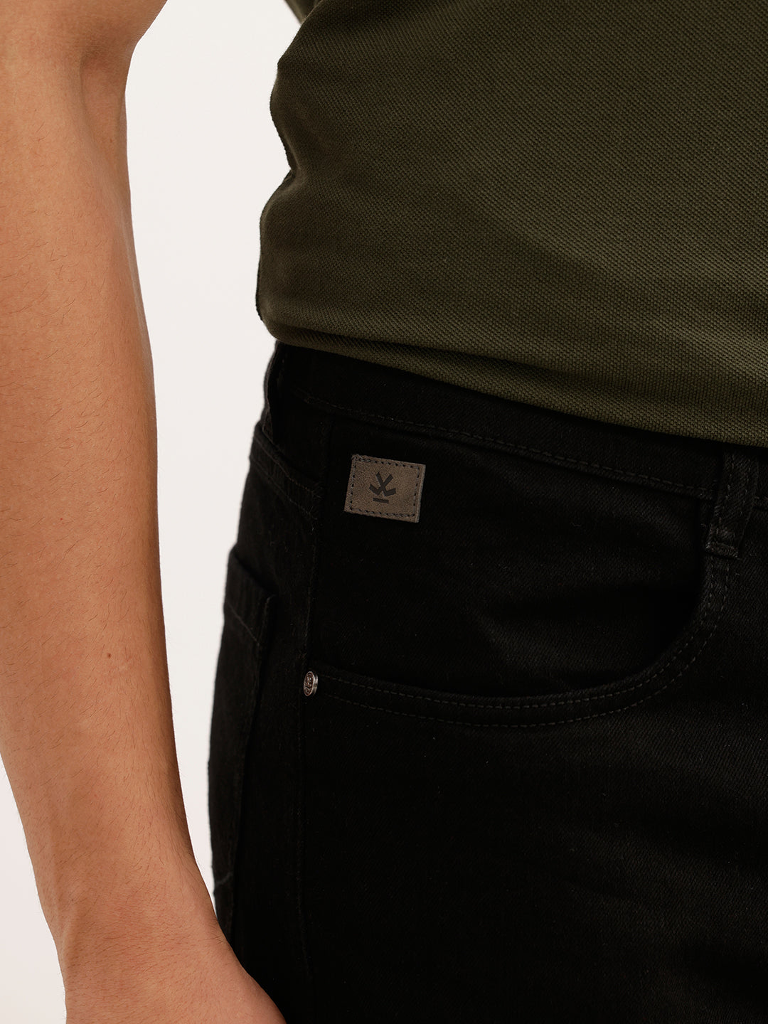 Solid Straight Fit Denim Jeans | Black