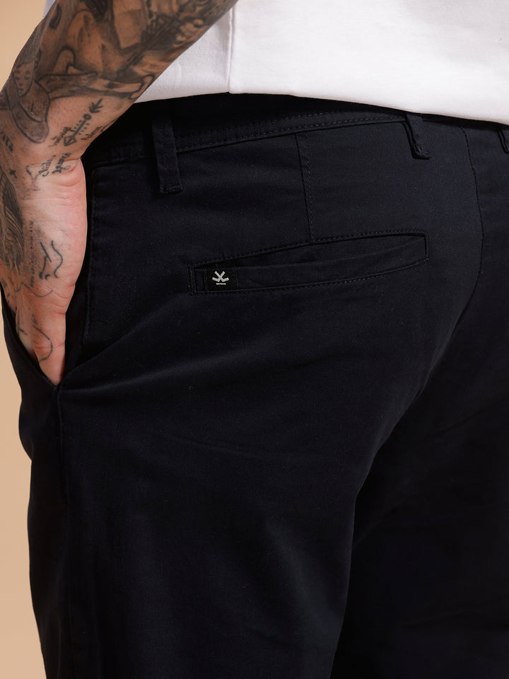 Cotton Blend Chino Trouser | Navy Blue