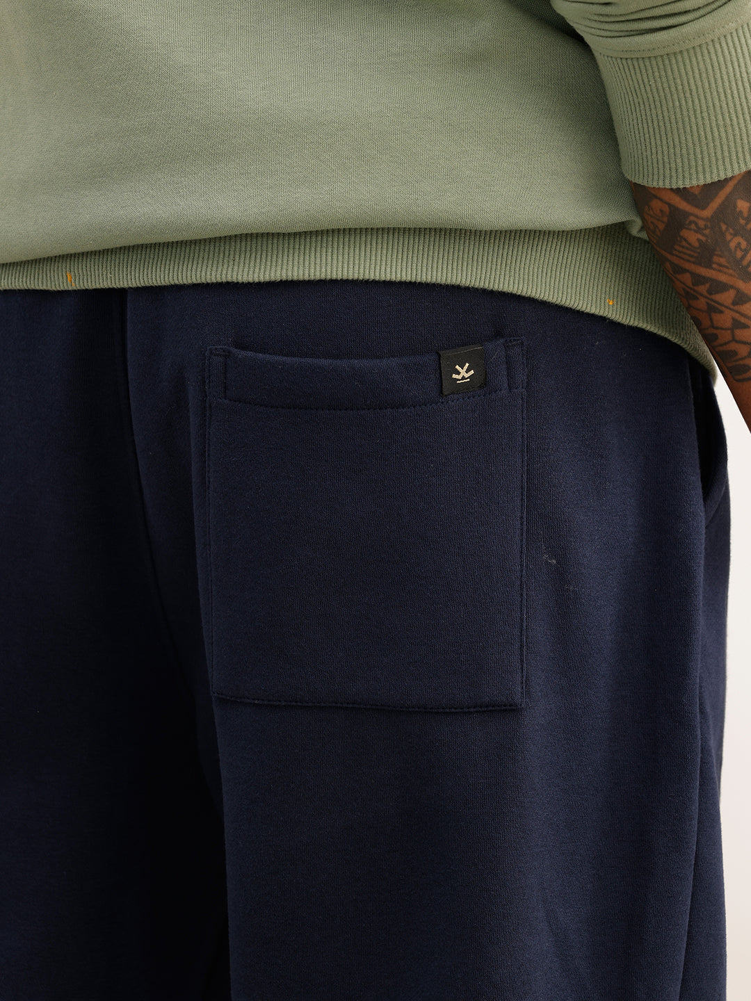 Solid Relaxed Fit Patch Detail Jogger | Navy Blue